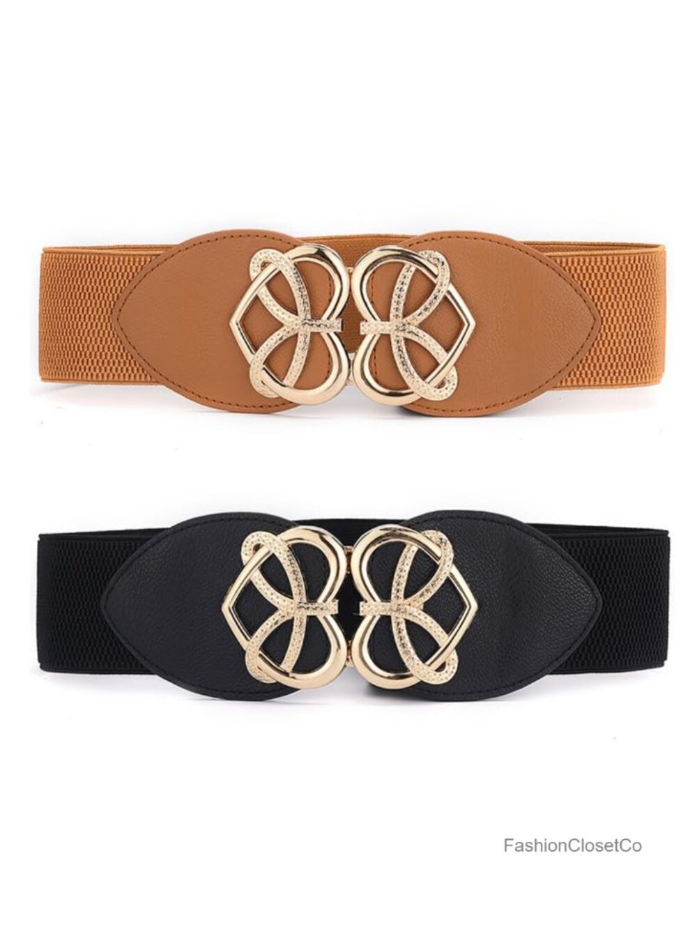 2 Pack Wide Waist Belts for Women Vintage Stretchy Cinch Belts for Dresses Retro